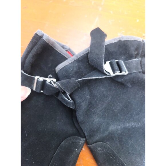 Vintage Wolverine Black Suede Leather Mittens With Nylon Sewn Interior & Adjusta - Picture 3 of 6
